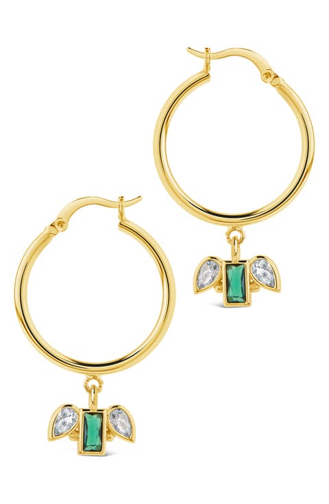 1" Infinity Cubic Zirconia Charms Hoop Earrings