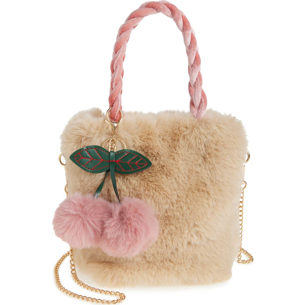 Ruby & Ry Kids' Blush Pom Faux Fur Top Handle Bag in Pink  product