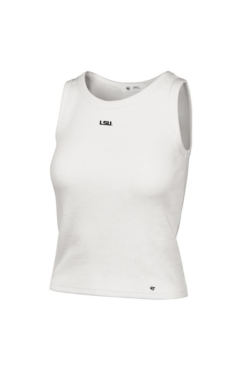 '47 Women's '47  Cream LSU Tigers Micro Logo Ribbed Cropped Tank Top, Alternate, color, Cream