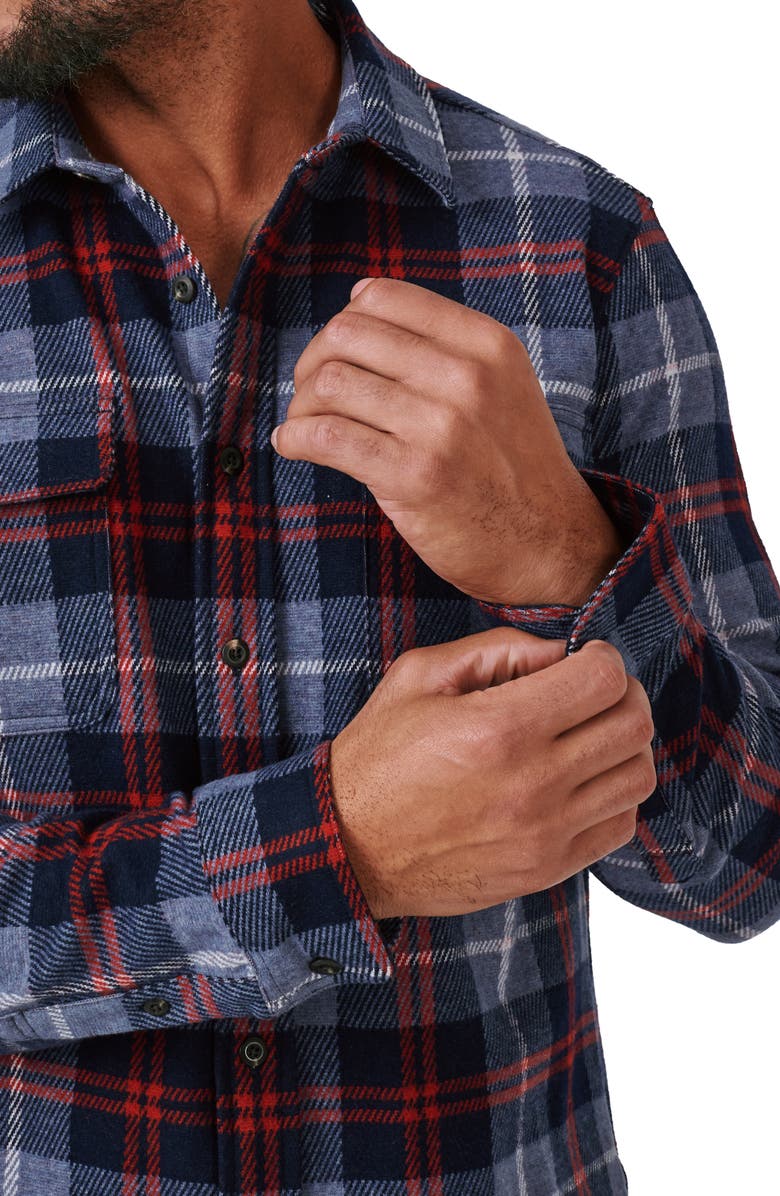 7 Diamonds Generation Plaid Stretch Flannel Button-Up Shirt, Alternate, color, Navy