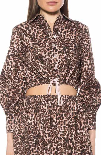 Alexia Admor Gianna Poplin Drawstring Crop Button-Up Shirt