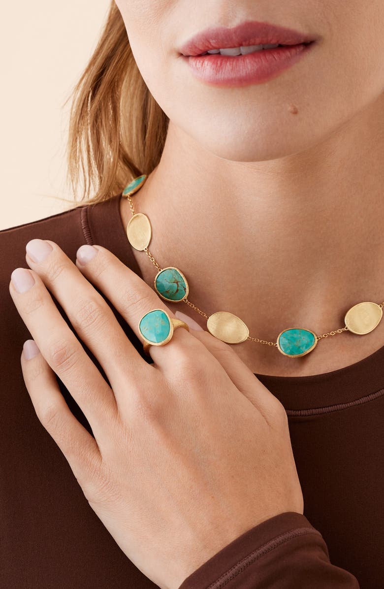 Marco Bicego Lunaria 18K Gold & Semiprecious Stone Cocktail Ring, Alternate, color, Turquoise