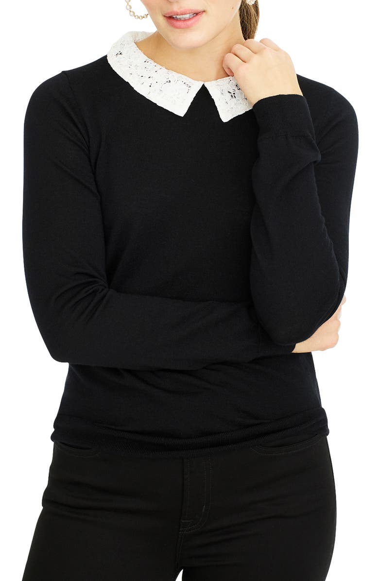 J.Crew Tippi Sweater with Lace Collar, Main, color,