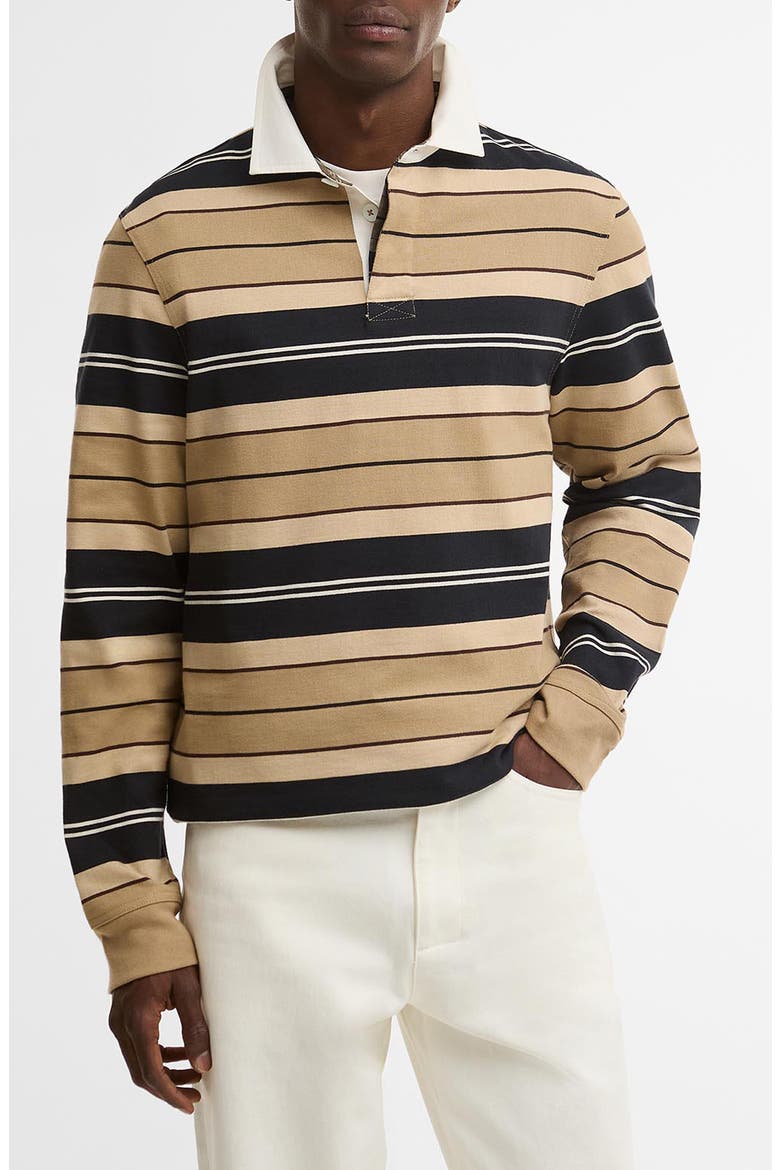 Frith Stripe Long Sleeve Rugby Shirt, Main, color, STONE