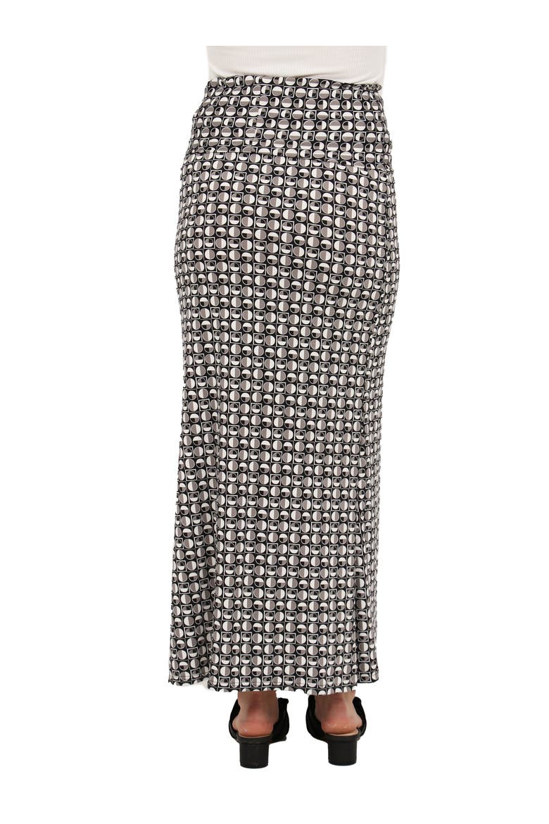 Womens Essential Geometric Print Foldover Waist Maxi Skirt, Alternate, color, Black Multi