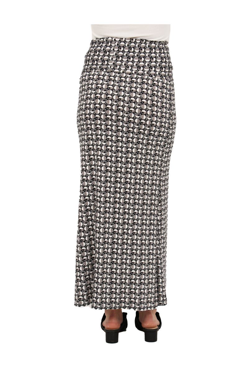 24seven Comfort Apparel Womens Essential Geometric Print Foldover Waist Maxi Skirt, Alternate, color, Black Multi