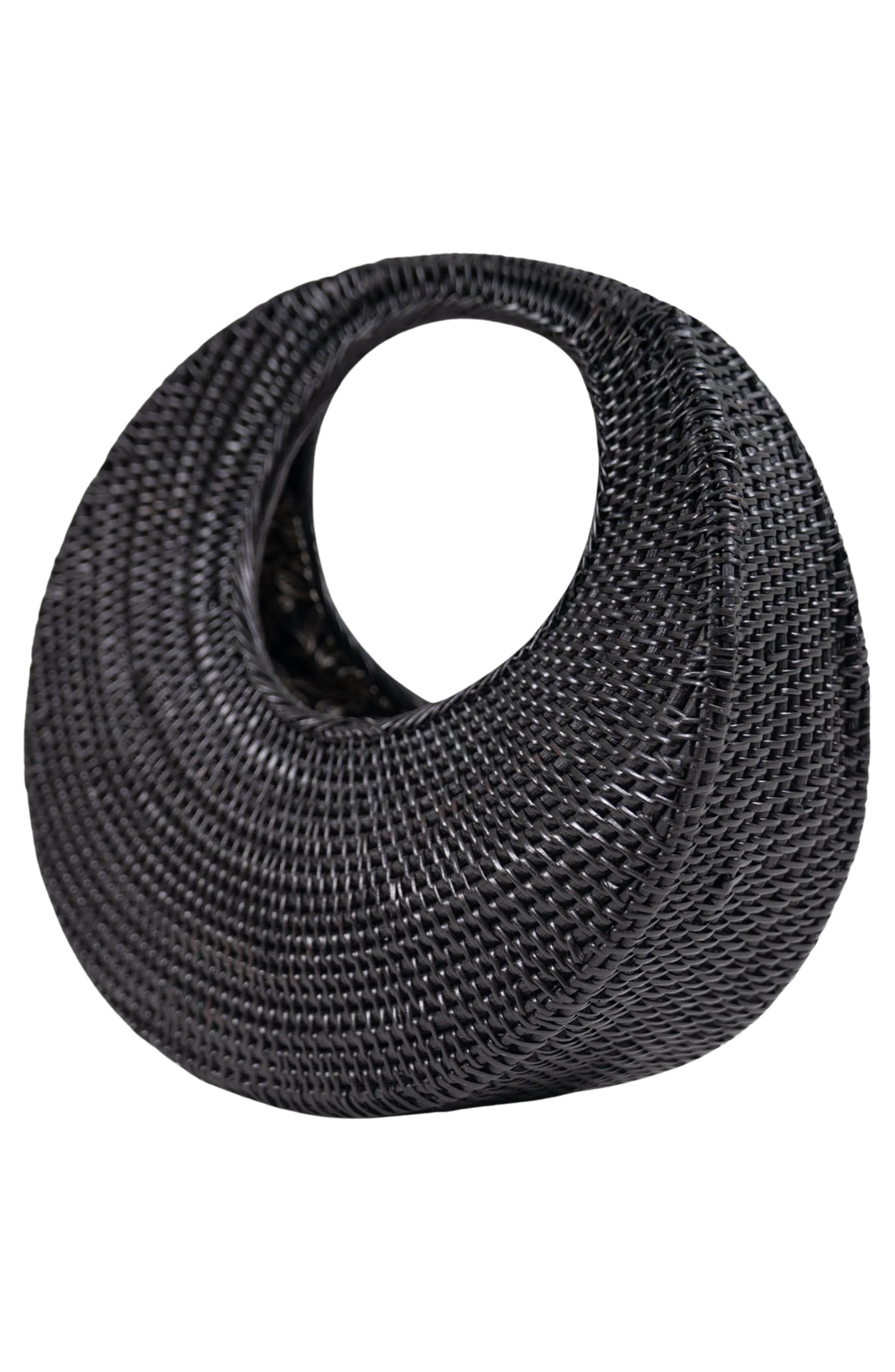 Jelavu Felicity Handwoven Rattan Top Handle Bag, Alternate, color, Black