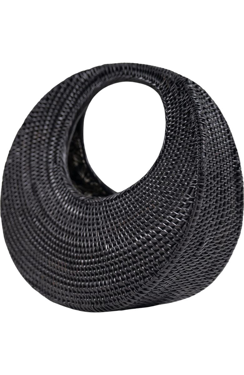 Jelavu Felicity Handwoven Rattan Top Handle Bag, Alternate, color, Black