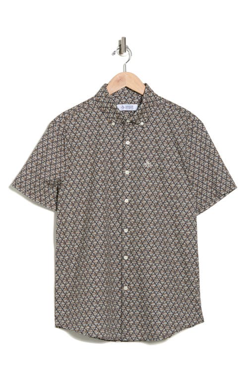 Original Penguin Slim Fit Short Sleeve Cotton Poplin Button-up Shirt In Brown