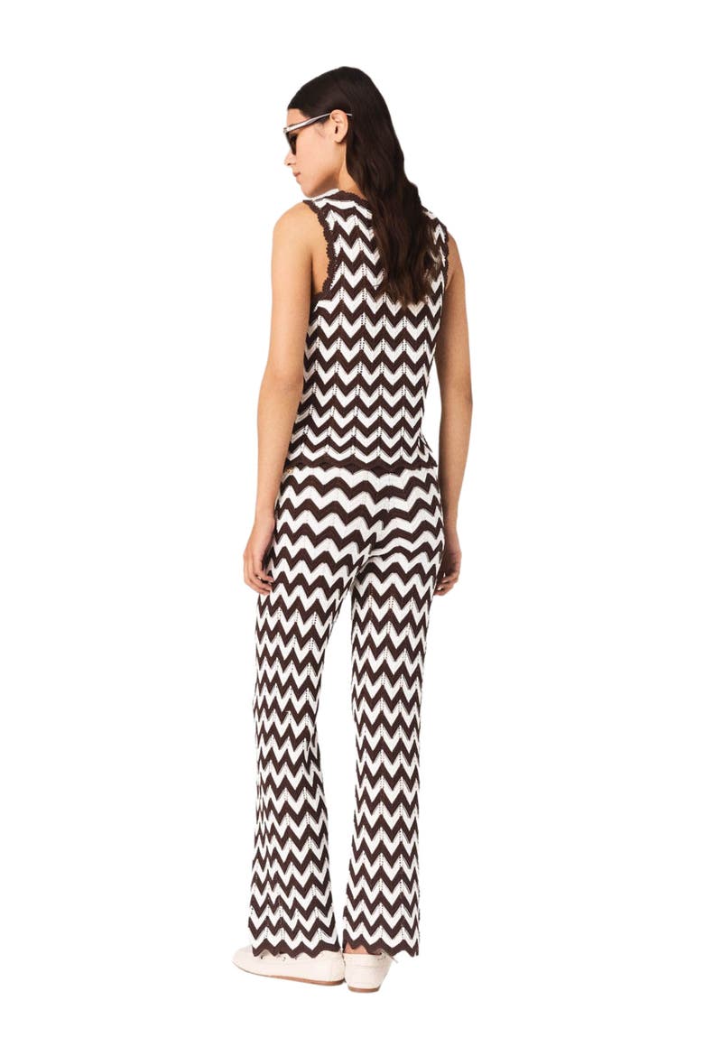Zigzag crochet top, Alternate, color, Brown/white