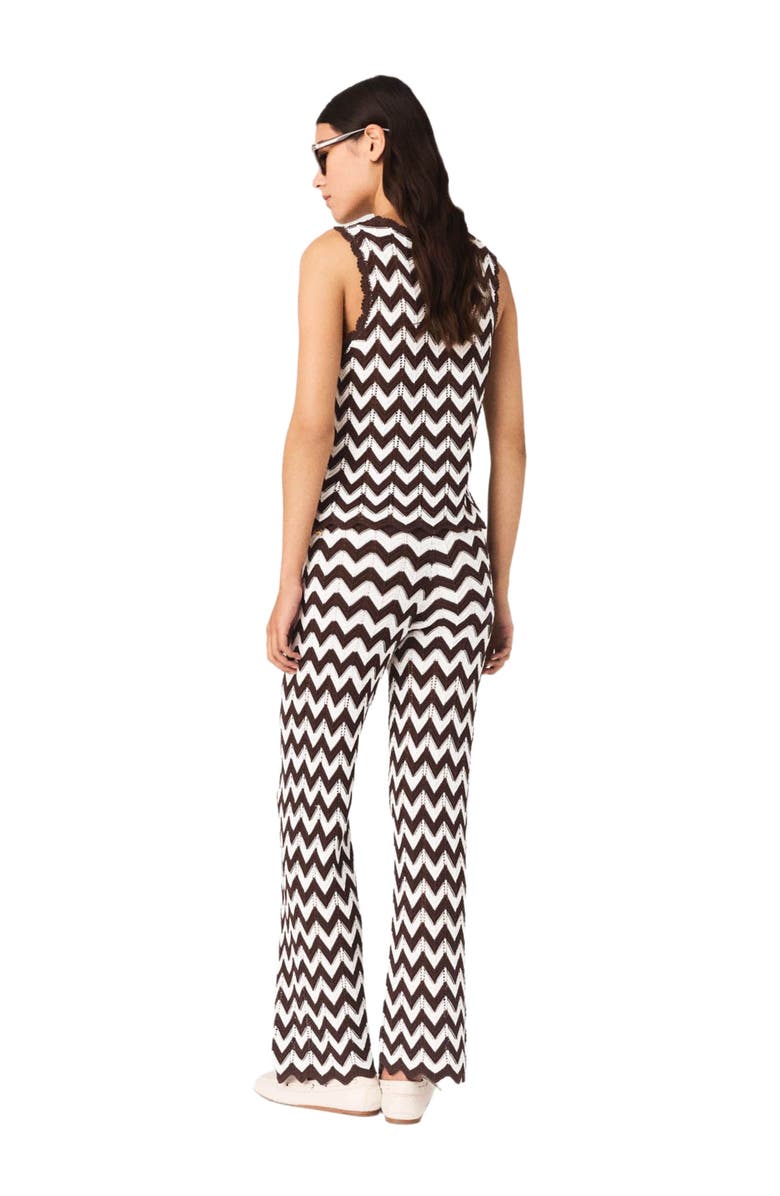 maje Zigzag crochet top, Alternate, color, Brown/White