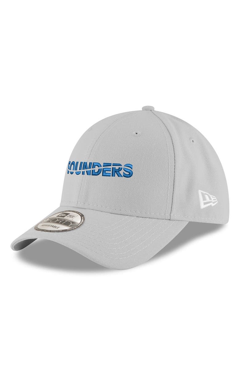 New Era Men's New Era Gray Seattle Sounders FC Wordmark 9FORTY Adjustable Hat, Main, color, Gray