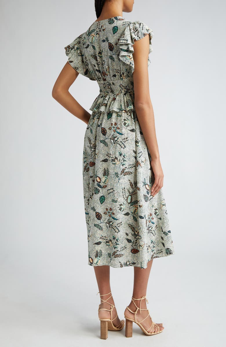 Ulla Johnson Brielle Flutter Sleeve Silk Midi Dress, Alternate, color, 