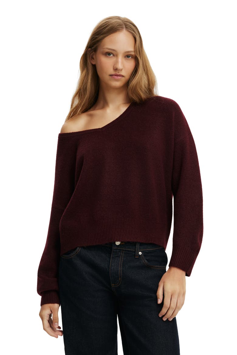 Women's Softest Luxe  Slouchy V Knit, Alternate, color, Sour Cherry