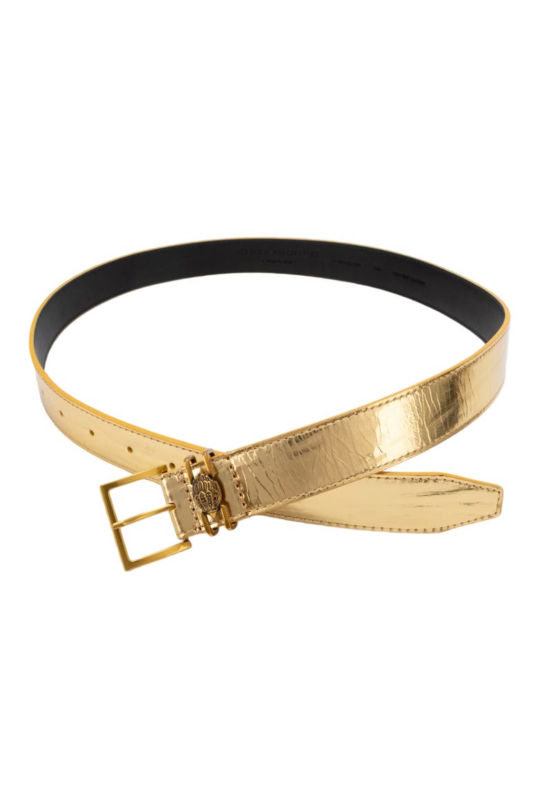 Shoreditch Metallic Leather Belt, Alternate, color, GOLD