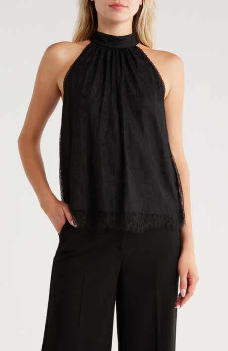 Alice + Olivia Maris Halter Neck Lace Tank
