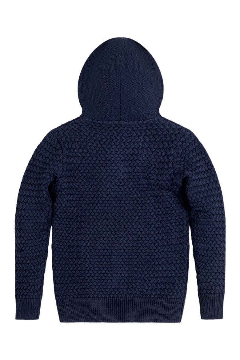Boys' Organic Hooded Half Zip Sweater, Kids, Alternate, color, Navy Basketweave