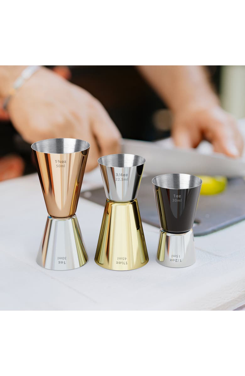 FINAL TOUCH Mixed Metal Jigger Set - Set of 3, Alternate, color, Multicolored