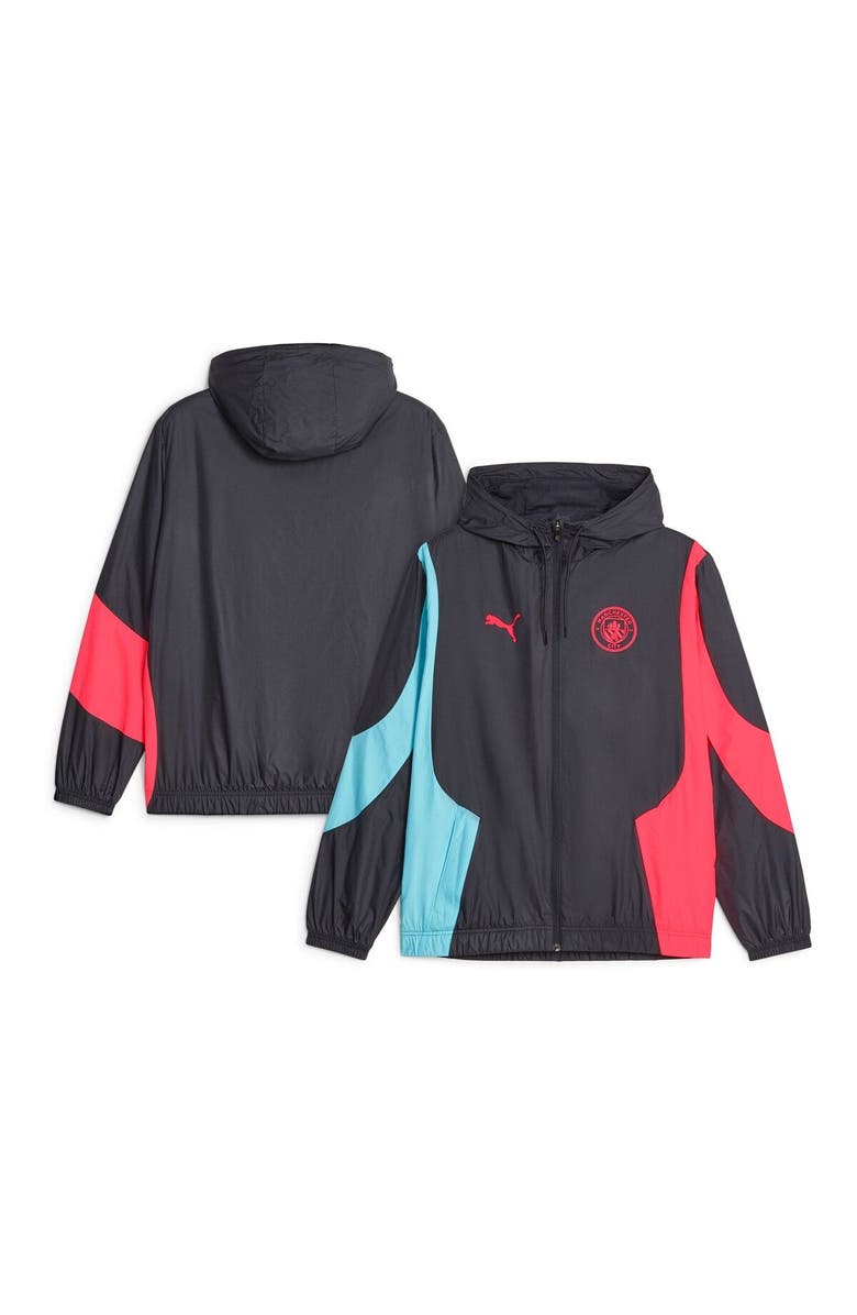 PUMA Men's Puma  Black Manchester City 2023/24 Pre-Match Anthem Full-Zip Hoodie Jacket, Main, color, Black