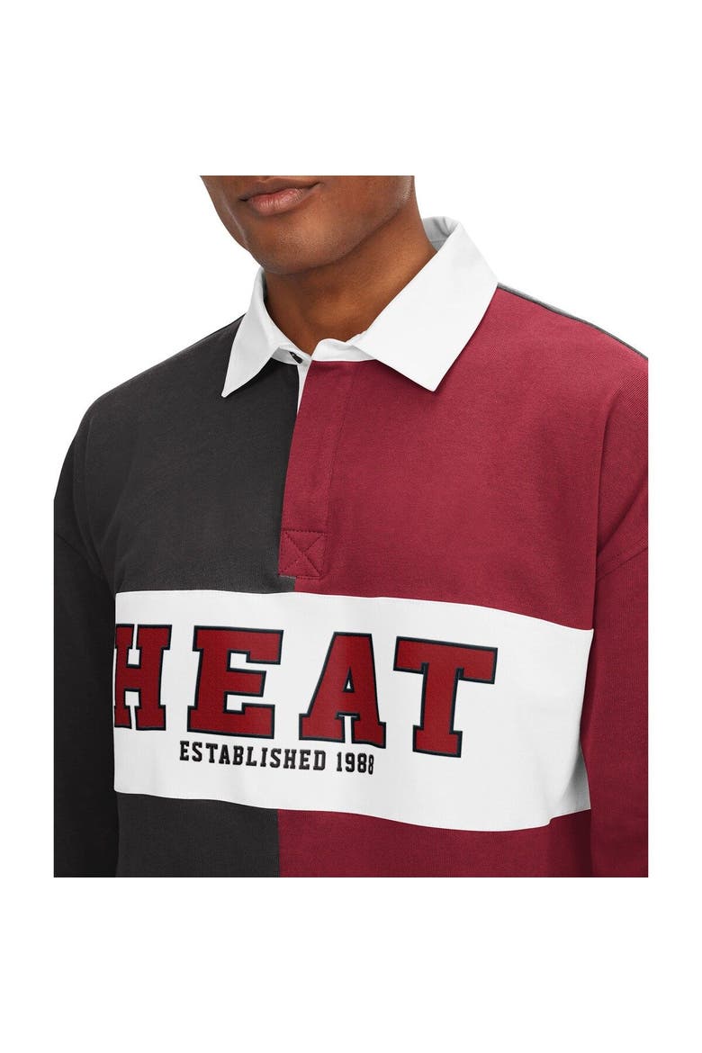 Men's Tommy Jeans Black/Red Miami Heat Ronnie Rugby Long Sleeve T-Shirt, Alternate, color, Black