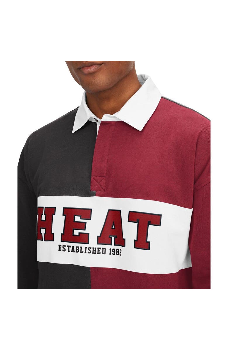 TOMMY JEANS Men's Tommy Jeans Black/Red Miami Heat Ronnie Rugby Long Sleeve T-Shirt, Alternate, color, Black