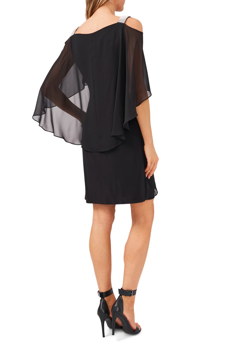 Chaus Cape Sleeve Cold Shoulder Sheath Dress, Alternate, color, 