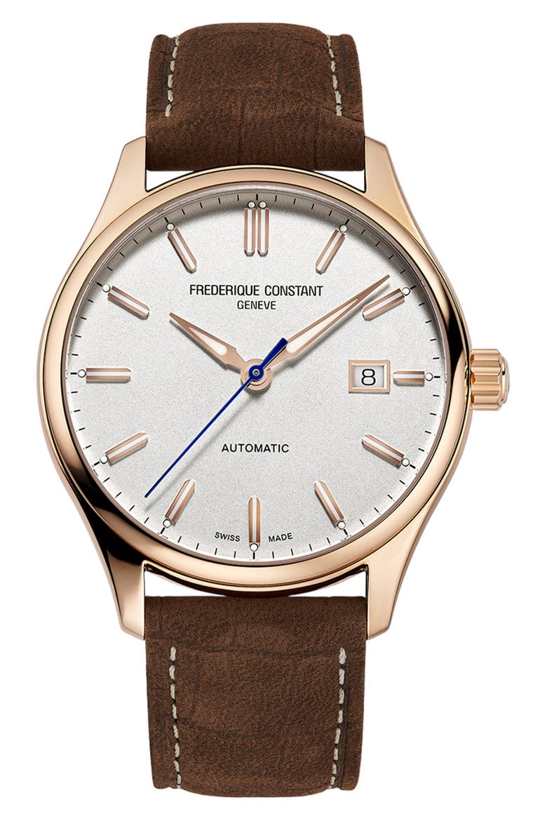 Classics Index Automatic Leather Strap Watch, 40mm, Main, color, ROSE GOLD-TONE