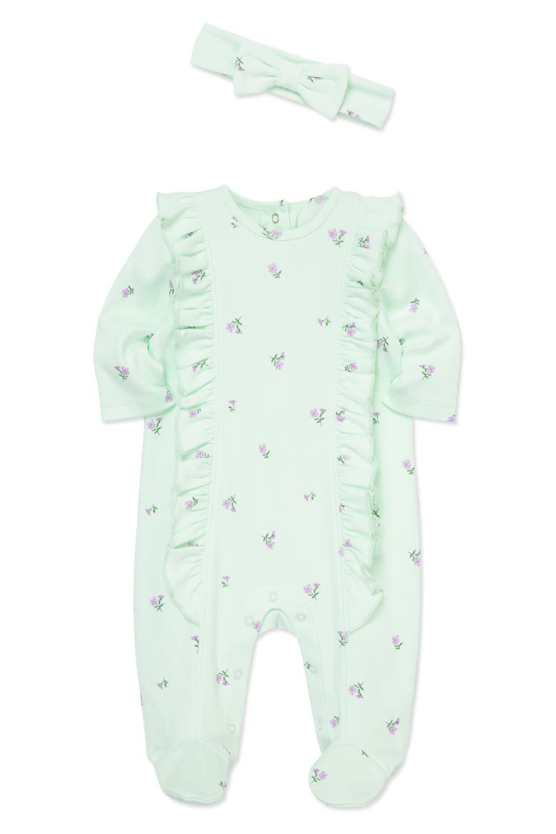 Sweet Rose Cotton Footie & Headband Set, Main, color, FLORAL