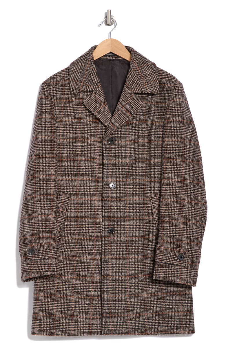 English Laundry Plaid Wool Blend Overcoat, Alternate, color, Tan