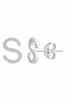 EFFY Sterling Silver Diamond 'S' Initial Stud Earrings