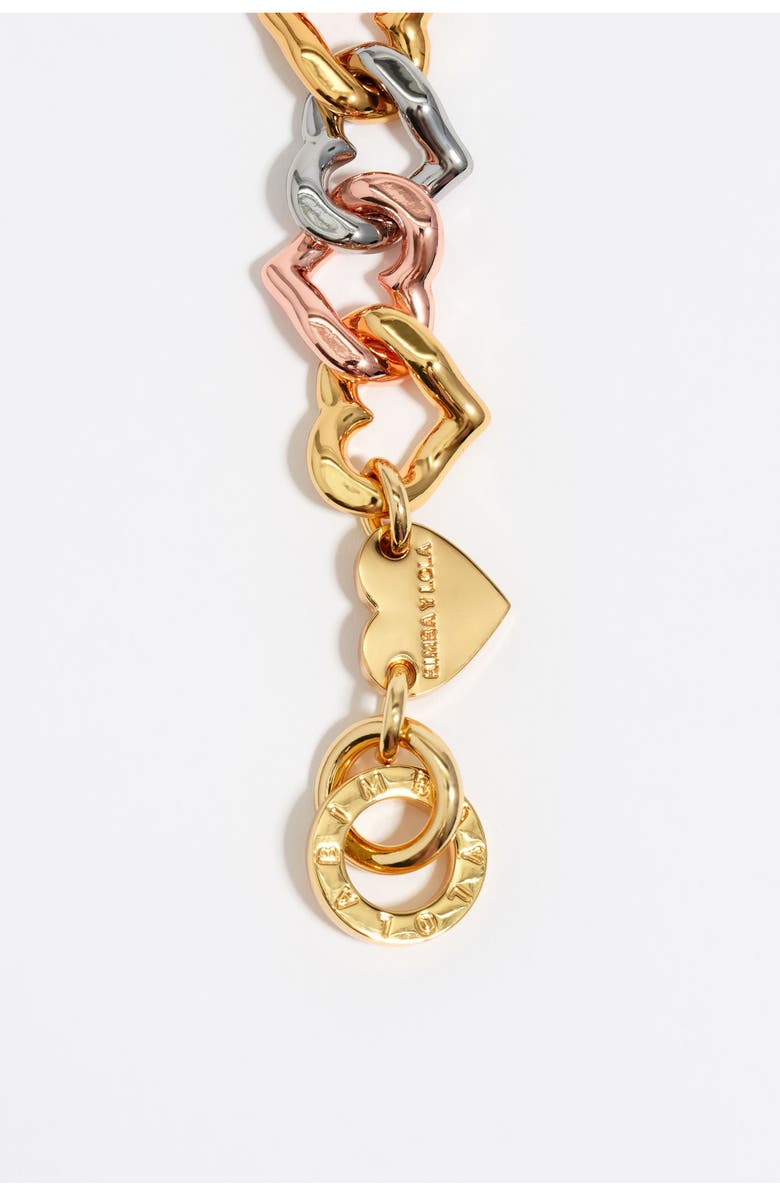 Bimba y Lola Three-Tone Heart Chain Necklace, Alternate, color, Multigold