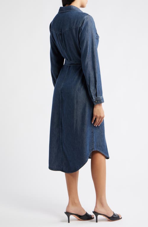 Cloth & Stone Long Sleeve Denim Belted Midi Shirtdress In Blue