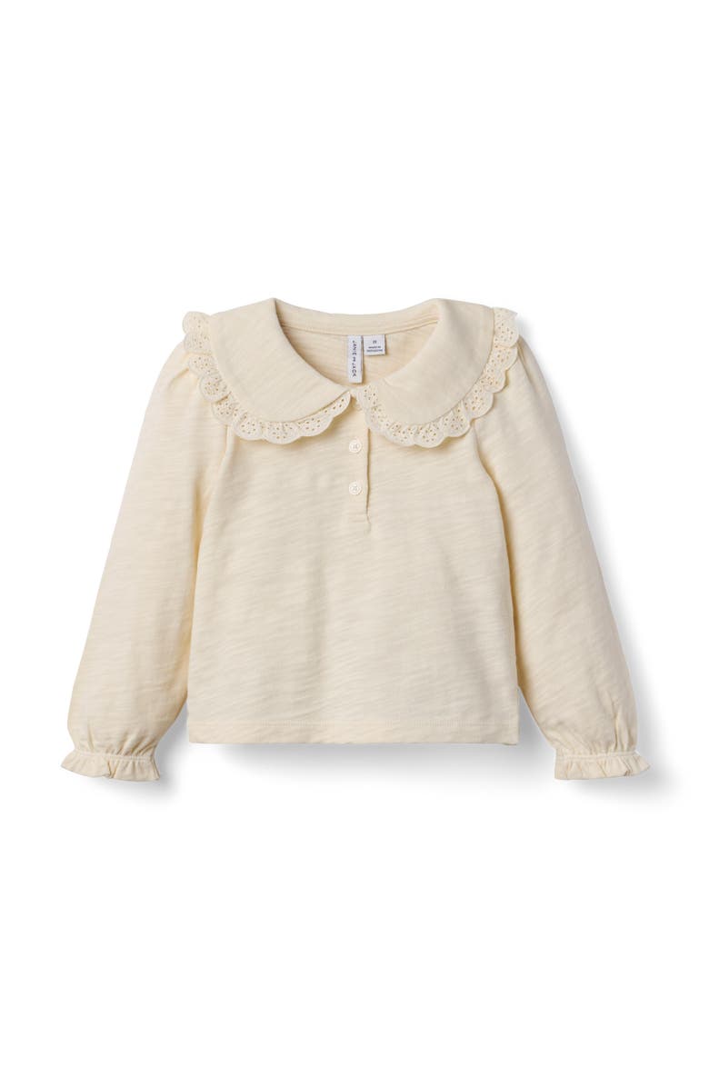 Janie and Jack Lace Collared Top, Main, color, Beige