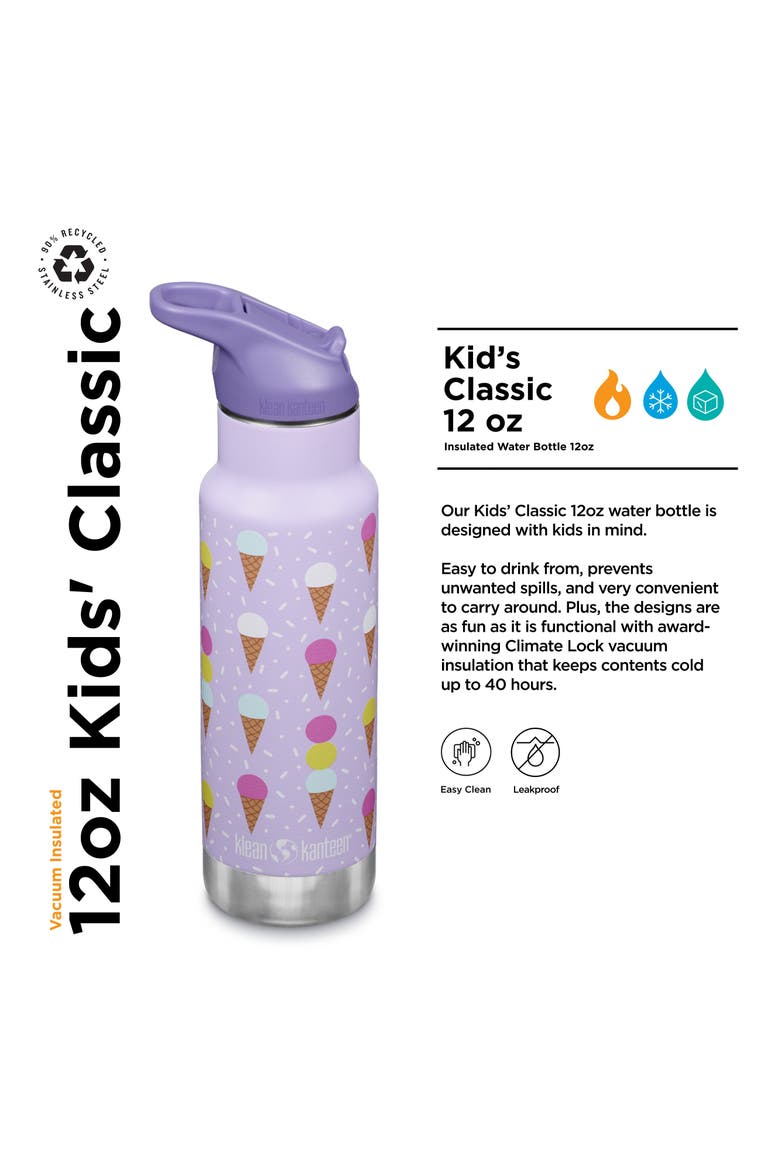 12oz Classic Kid's Insulated Water Bottle with Flip Seal Sport Cap, Alternate, color, Ice Cream