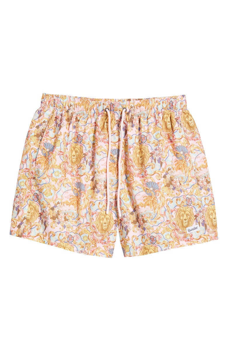 Boardies Leo Lion Print Premium Mid Length Swim Trunks, Alternate, color, Pink