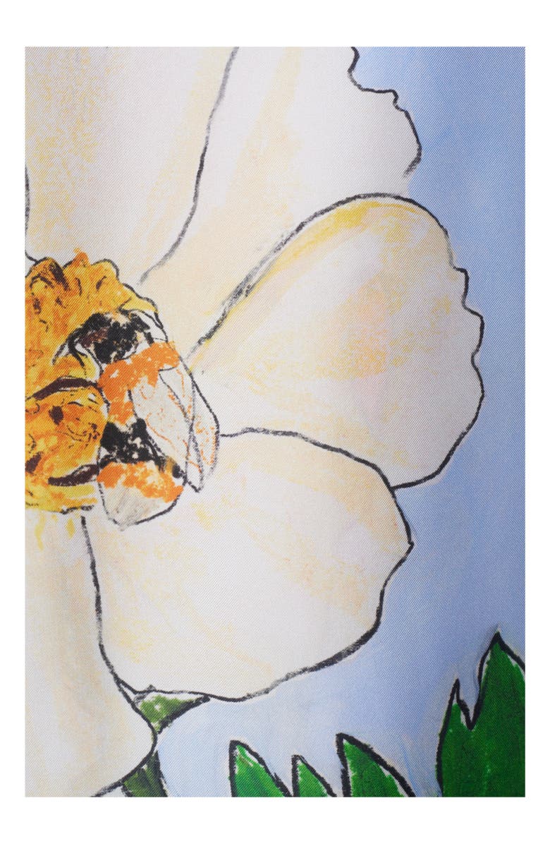 Burberry Highgrove Honeybee Silk Pyjama Trousers, Alternate, color, Blue