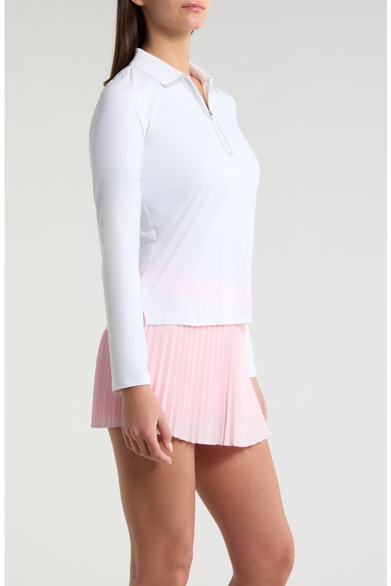 Silky Tech Nylon Long Sleeve Golf Polo, Alternate, color, SNOW
