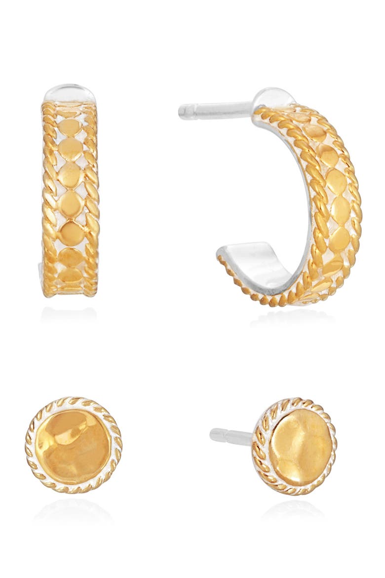 2-Pack Huggie Hoop & Stud Earrings, Main, color, GOLD