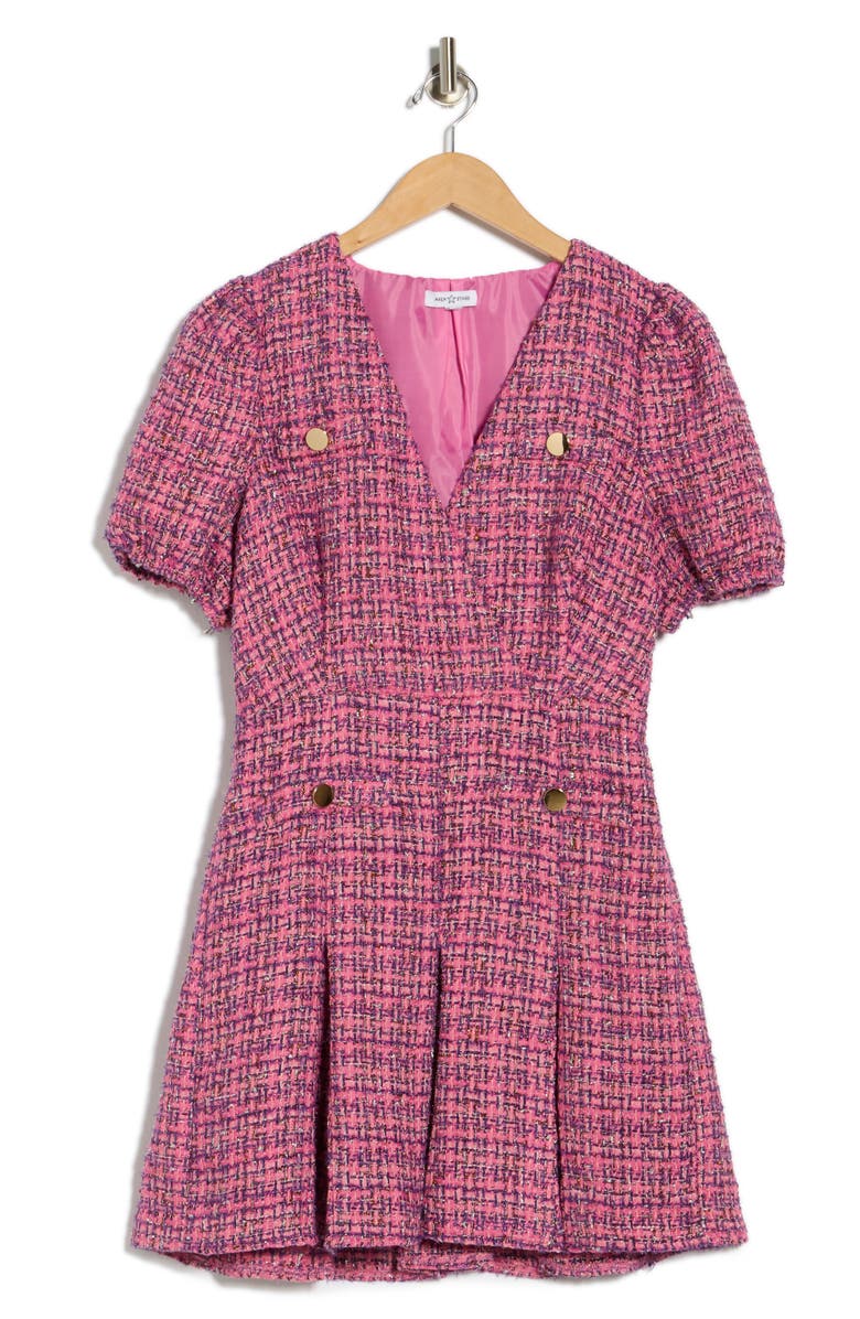 AREA STARS Clover Short Sleeve Tweed Minidress, Alternate, color, Pink Tweed