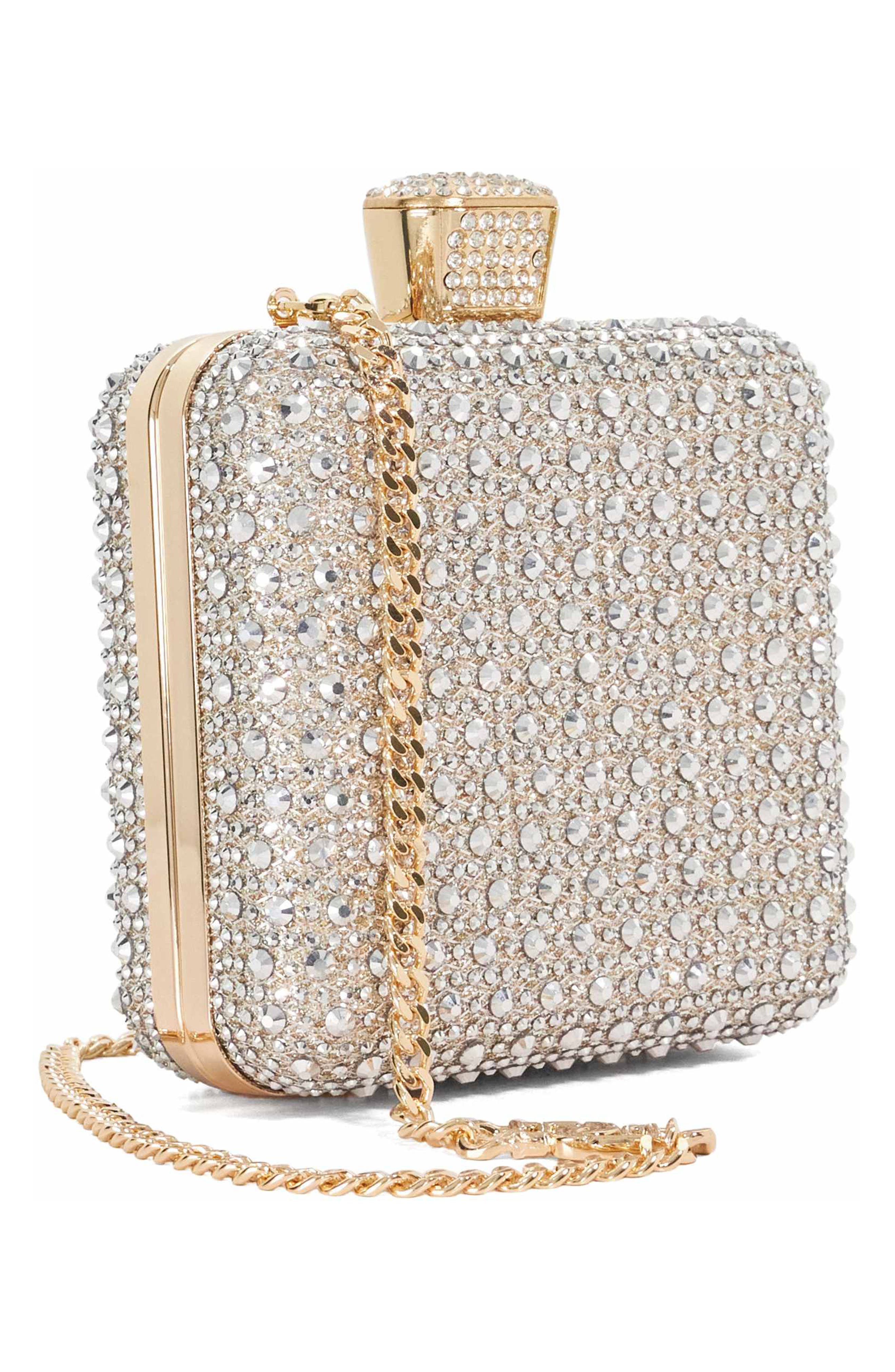 Elida Crystal Box Clutch, Alternate, color, SILVER