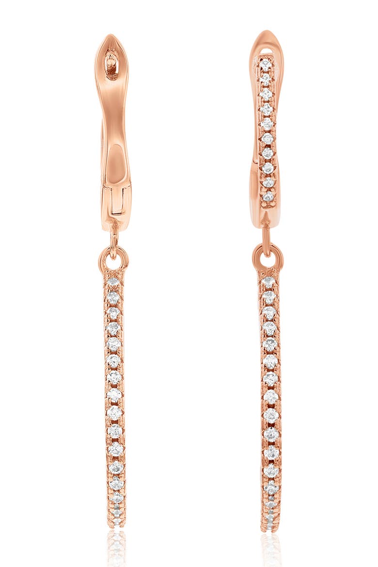 Cubic Zirconia Drop Huggie Hoop Earrings, Alternate, color, ROSE
