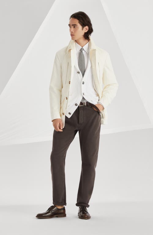 Brunello Cucinelli Garment-dyed Denim Trousers In Coffee