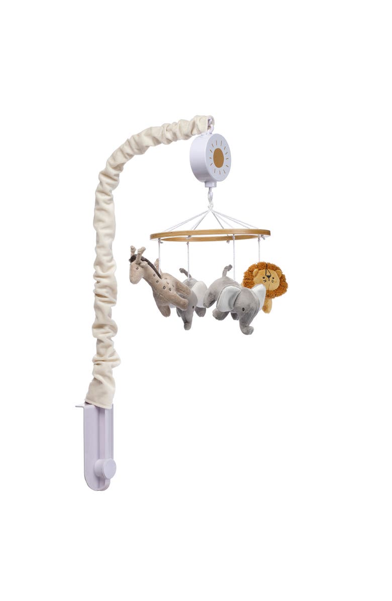 Lambs & Ivy Jungle Adventure Elephant/Lion Musical Baby Crib Mobile Soother Toy, Alternate, color, Multicolor