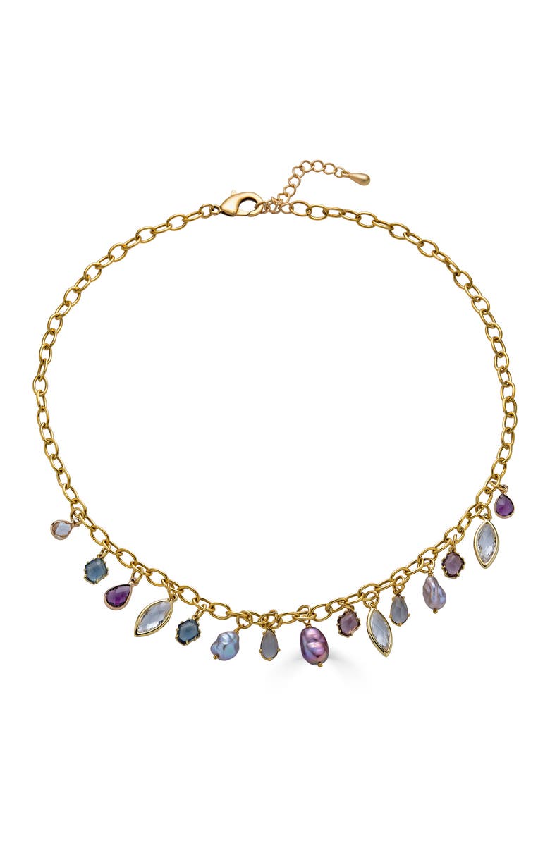 Loni Paul Jewelry Colorful Gemstone and Pearl Charm Necklace, Main, color,