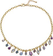 Loni Paul Jewelry Colorful Gemstone and Pearl Charm Necklace