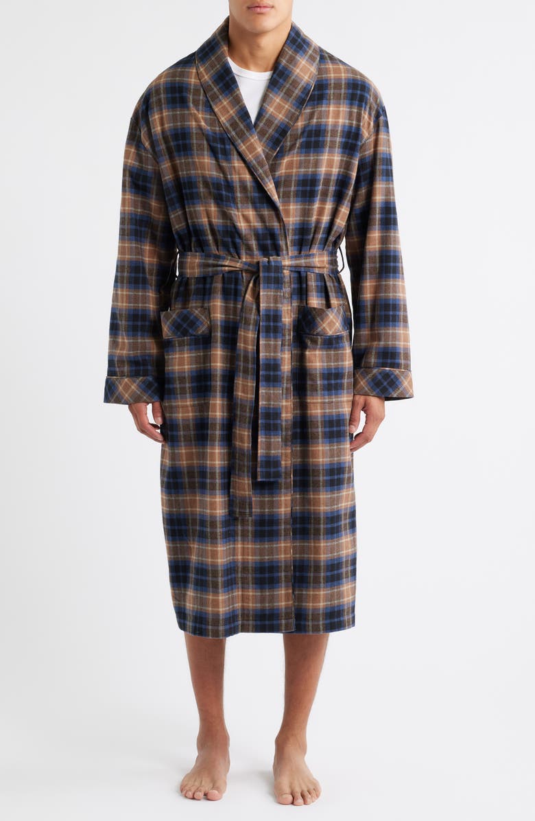 Majestic International Time Out Flannel Robe, Main, color, Sienna