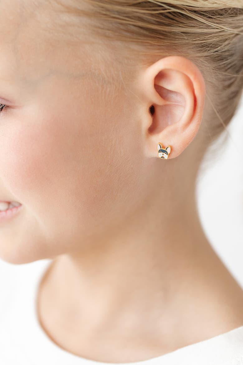Frenchie Stud Earring, Alternate, color, White/Grey
