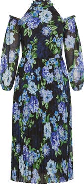 City Chic Promise Floral Cold Shoulder Long Sleeve Maxi Dress