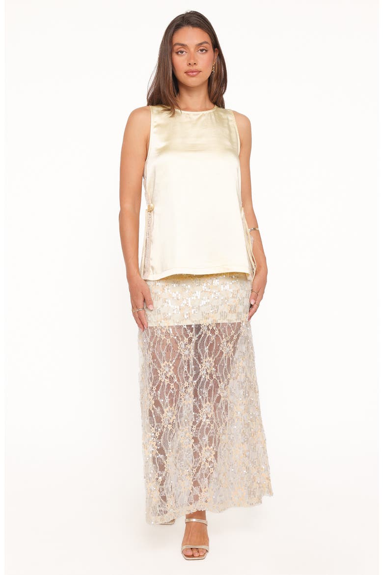 Coleman Side Slit Satin & Lace Top, Alternate, color, BUTTER YELLOW