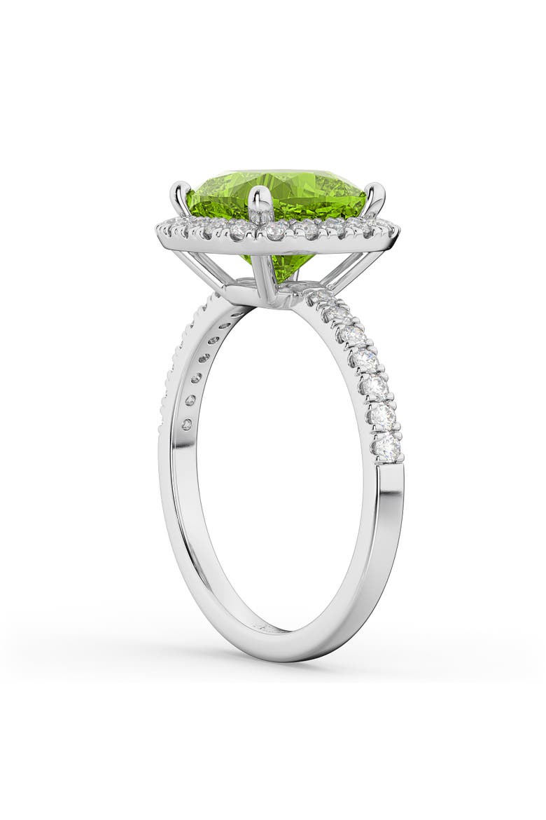 Cushion Halo Peridot & Diamond Engagement Ring 14K Gold, Alternate, color, 3.11ct/White Gold